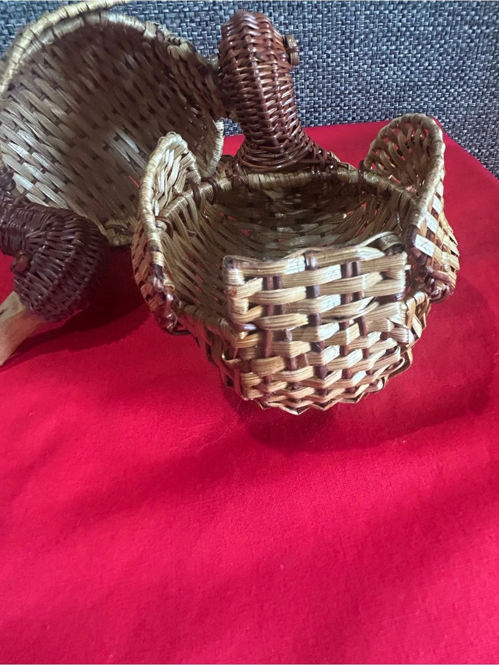 Handwoven Natural Brown Rattan Duck Accent Baskets - Set of 2